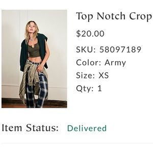 Free People Top Notch Tank in army